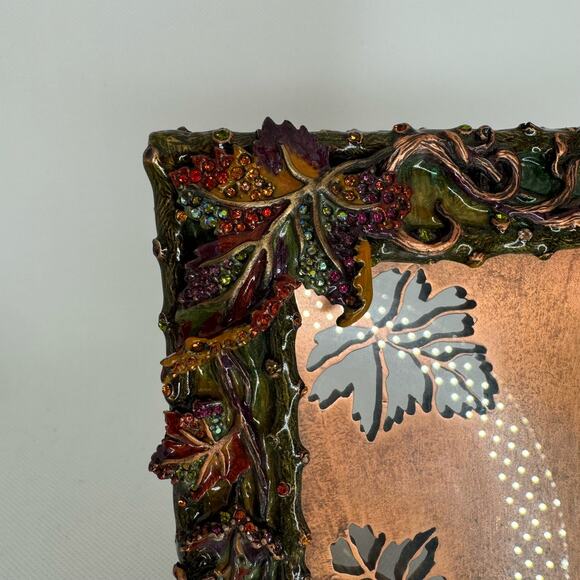 Jay Strongwater 4 x 6 Enamel & Swarovski Crystal Leaf Motif Frame - Picture 5 of 7